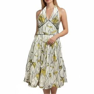 Fever London 50s Style Halter Neck Angel Fish Print Cotton Dress Size 6